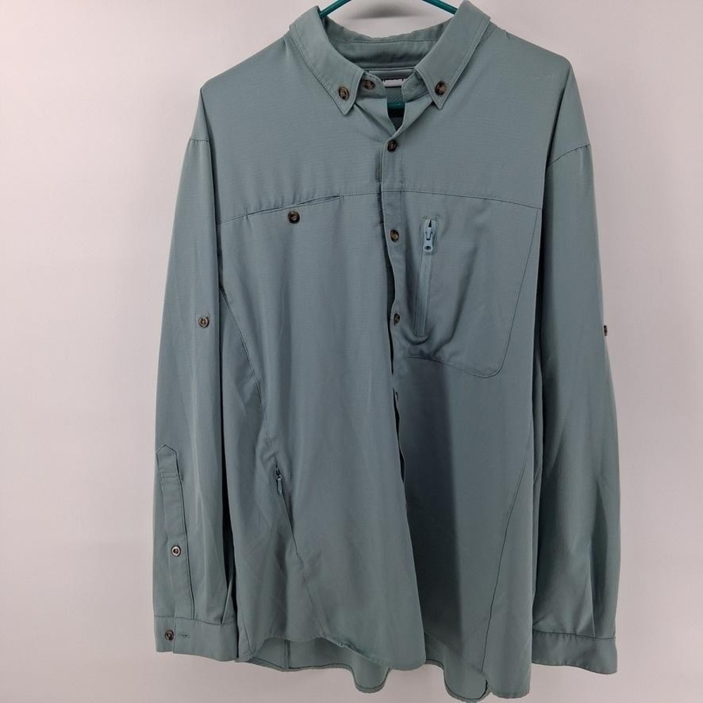 33,000 Ft Shirt Mens XL Green Long Sleeve Performance Fishing Vented Stretch